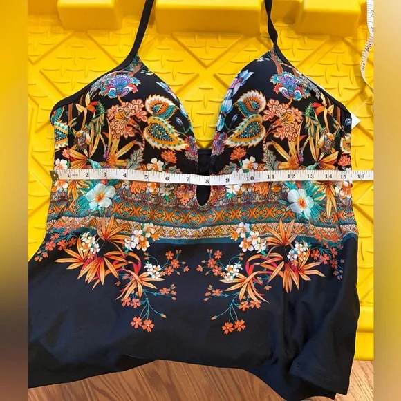 Kenneth Cole Tahiti Floral Halter Padded Tankini Top Size XL NWT - Picture 10 of 14